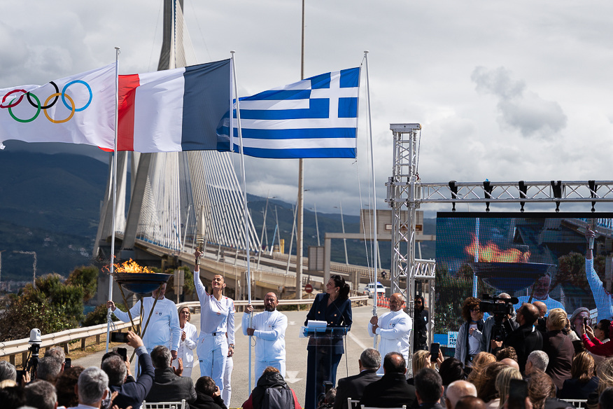 Olympic Flame «Paris 2024» on the Rio-Antirrio Bridge